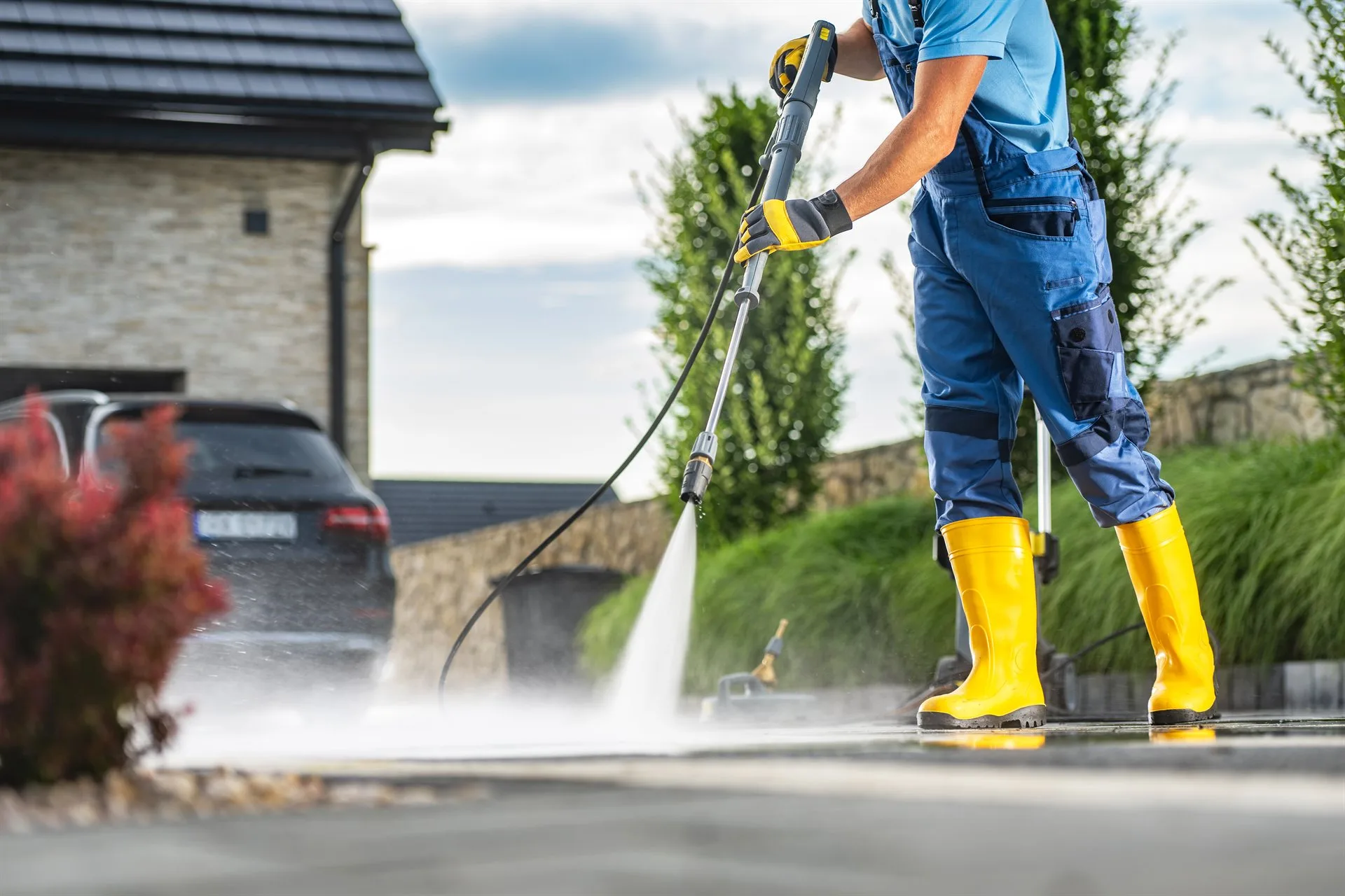 Driveway Jet Washing & Resanding specialists in action